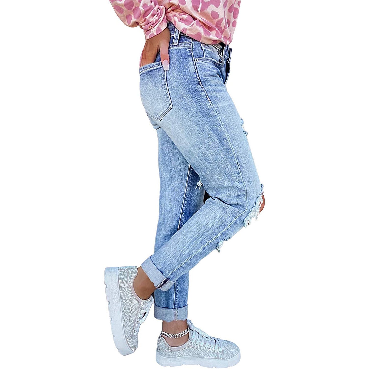 Skinny Ripped Hand-worn Jeans