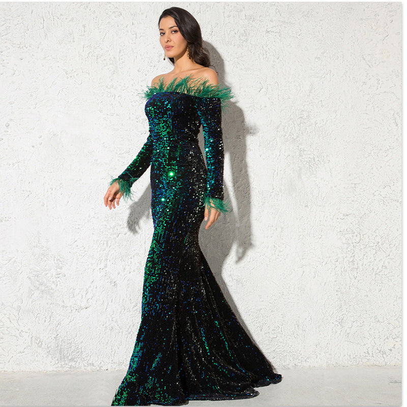 Off-shoulder Fishtail Party Formal Dress