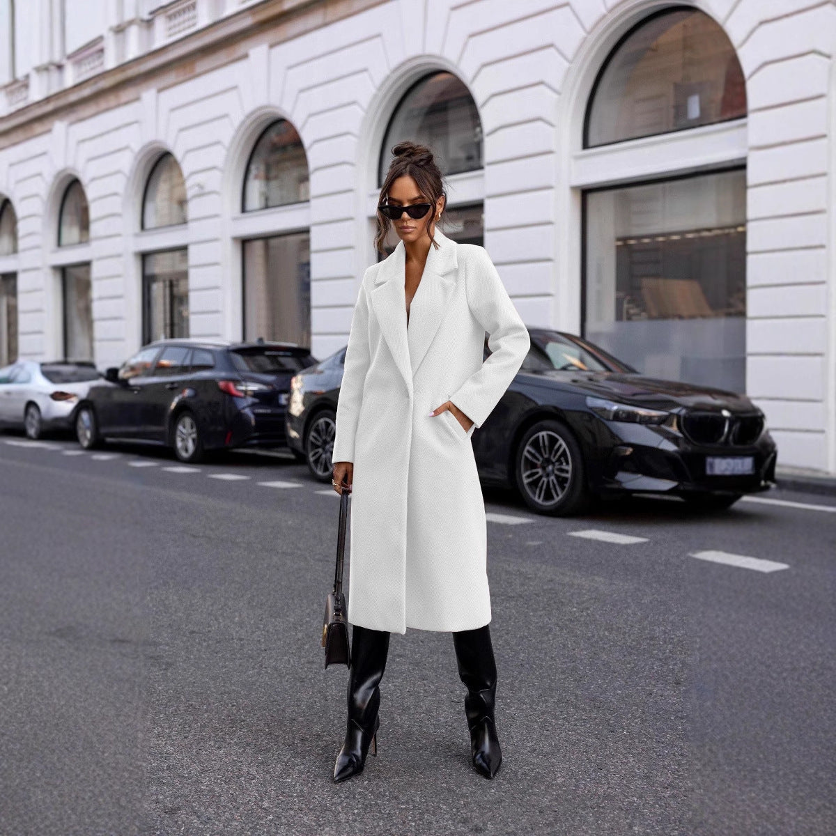 Long Sleeve Mid-length Woolen Coat