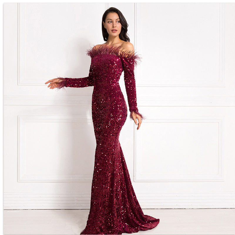 Off-shoulder Fishtail Party Formal Dress