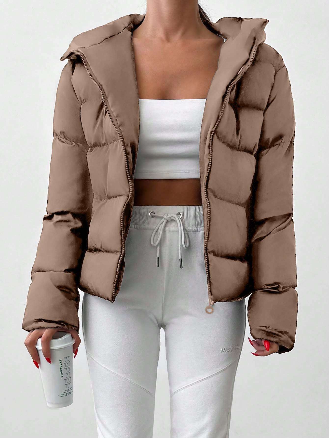 Casual Puffed Zipper Hoodie Jacket