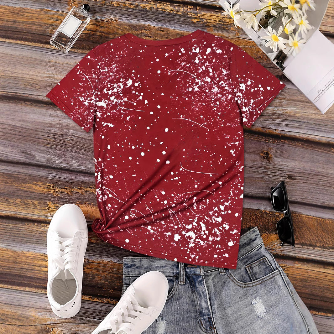 Christmas Reindeer With Hat Printed Top
