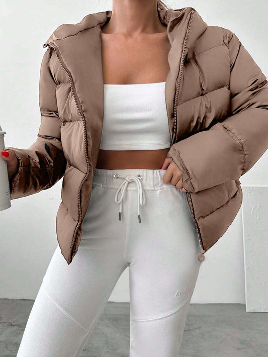Casual Puffed Zipper Hoodie Jacket