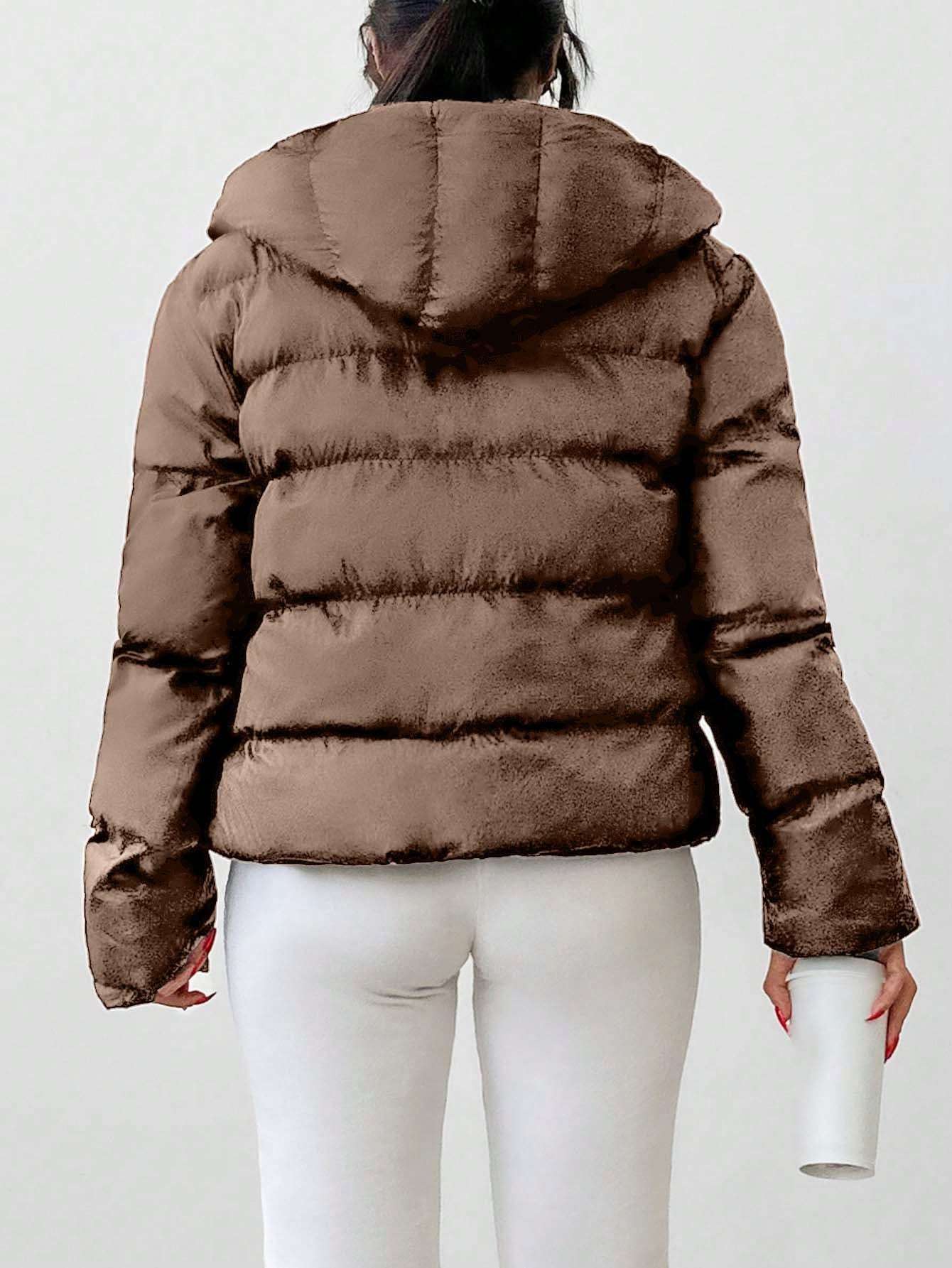Casual Puffed Zipper Hoodie Jacket