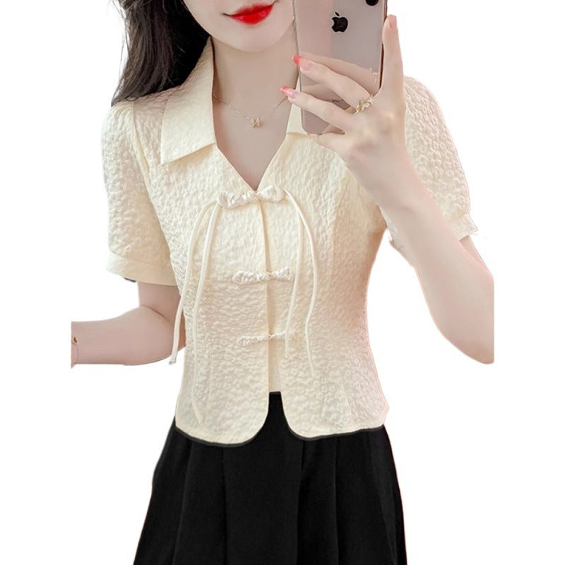 Retro Short Sleeve Chiffon Shirt