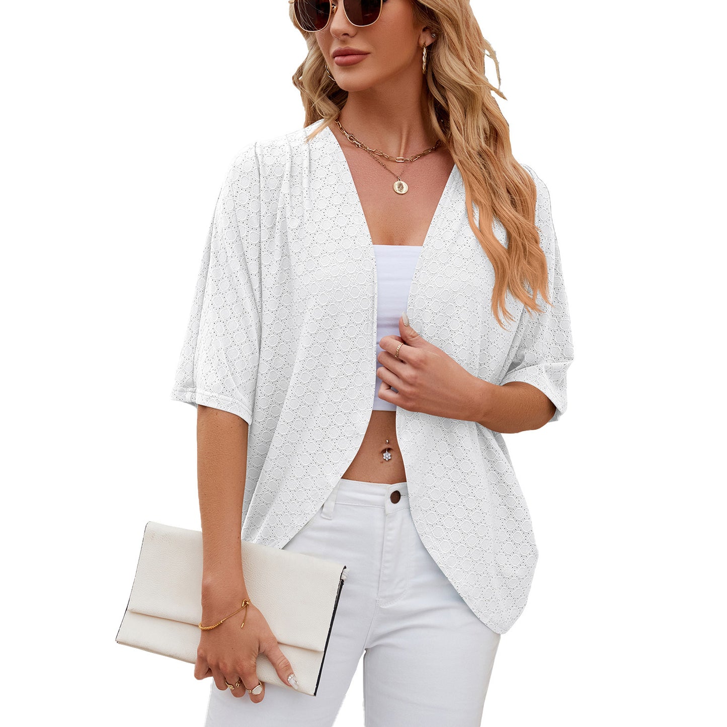 Half Sleeves Knitted Cardigan Coat