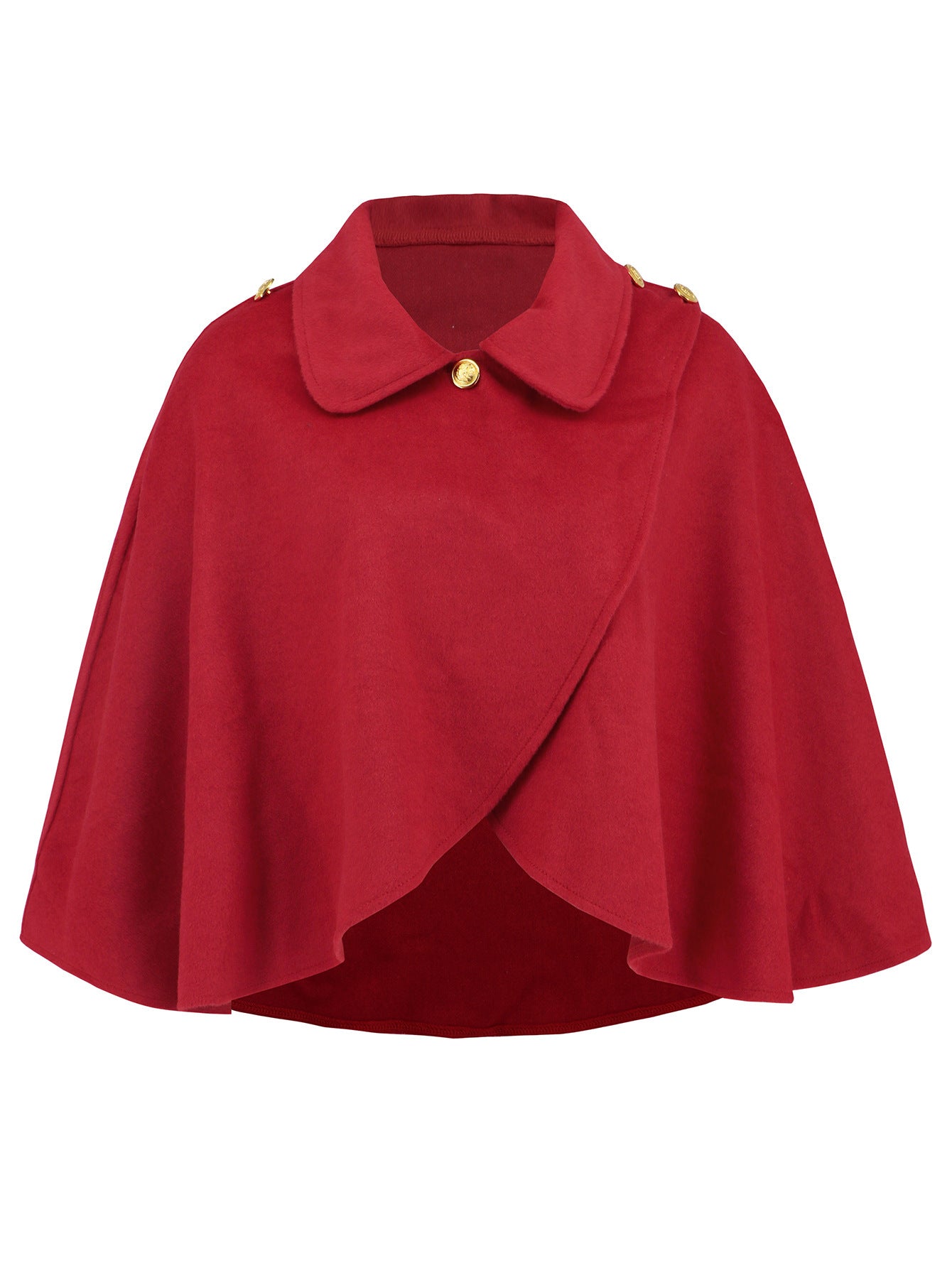 Solid Color Wool Cape Coat