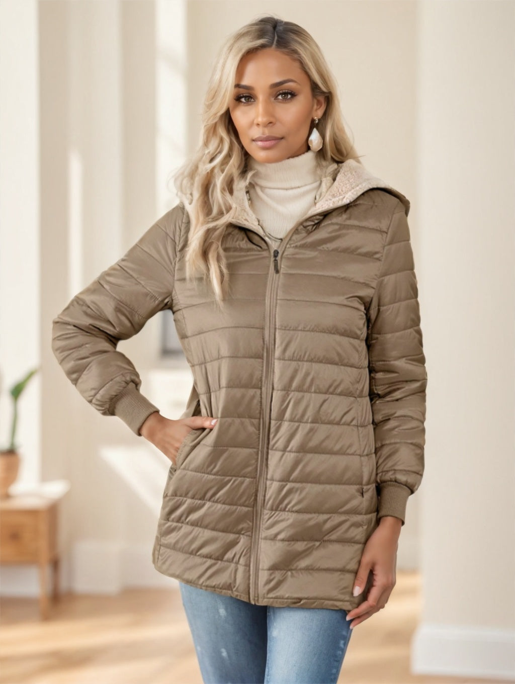 Versatile Fleece Hooded Padded Coat