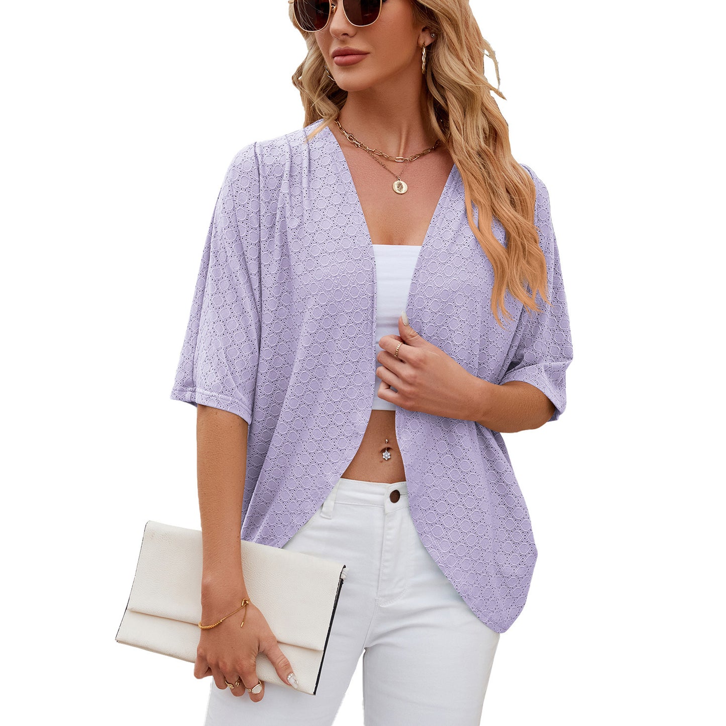 Half Sleeves Knitted Cardigan Coat