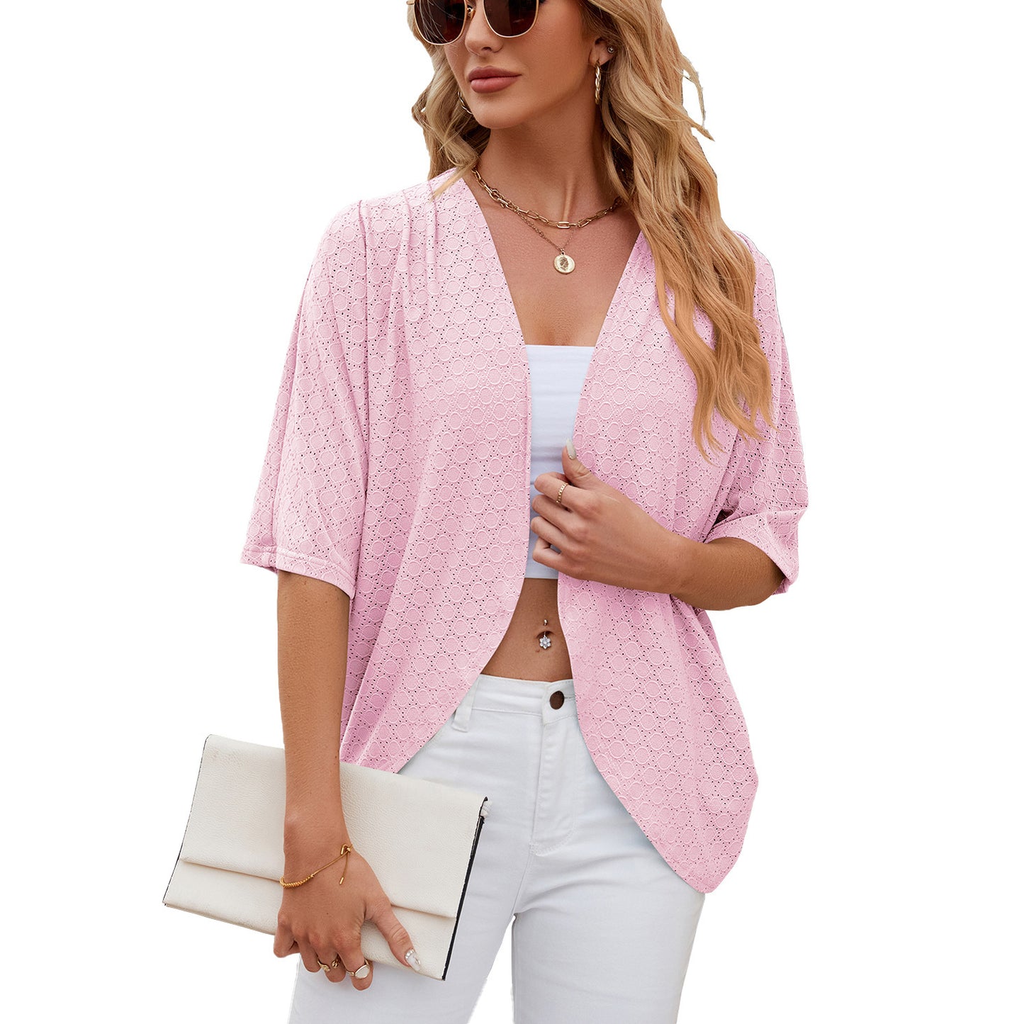 Half Sleeves Knitted Cardigan Coat
