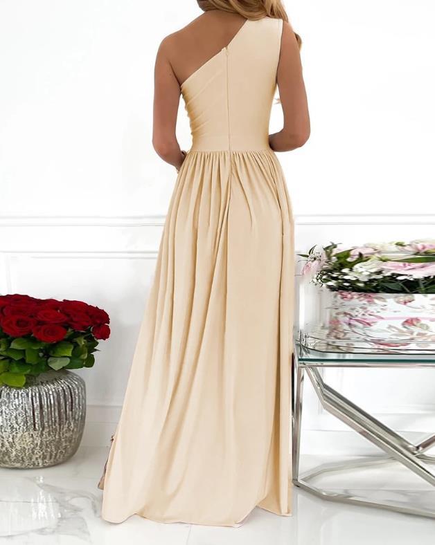 One-shoulder High Split Cut-out Sleeveless Elegant Sexy Cocktail Maxi Dress