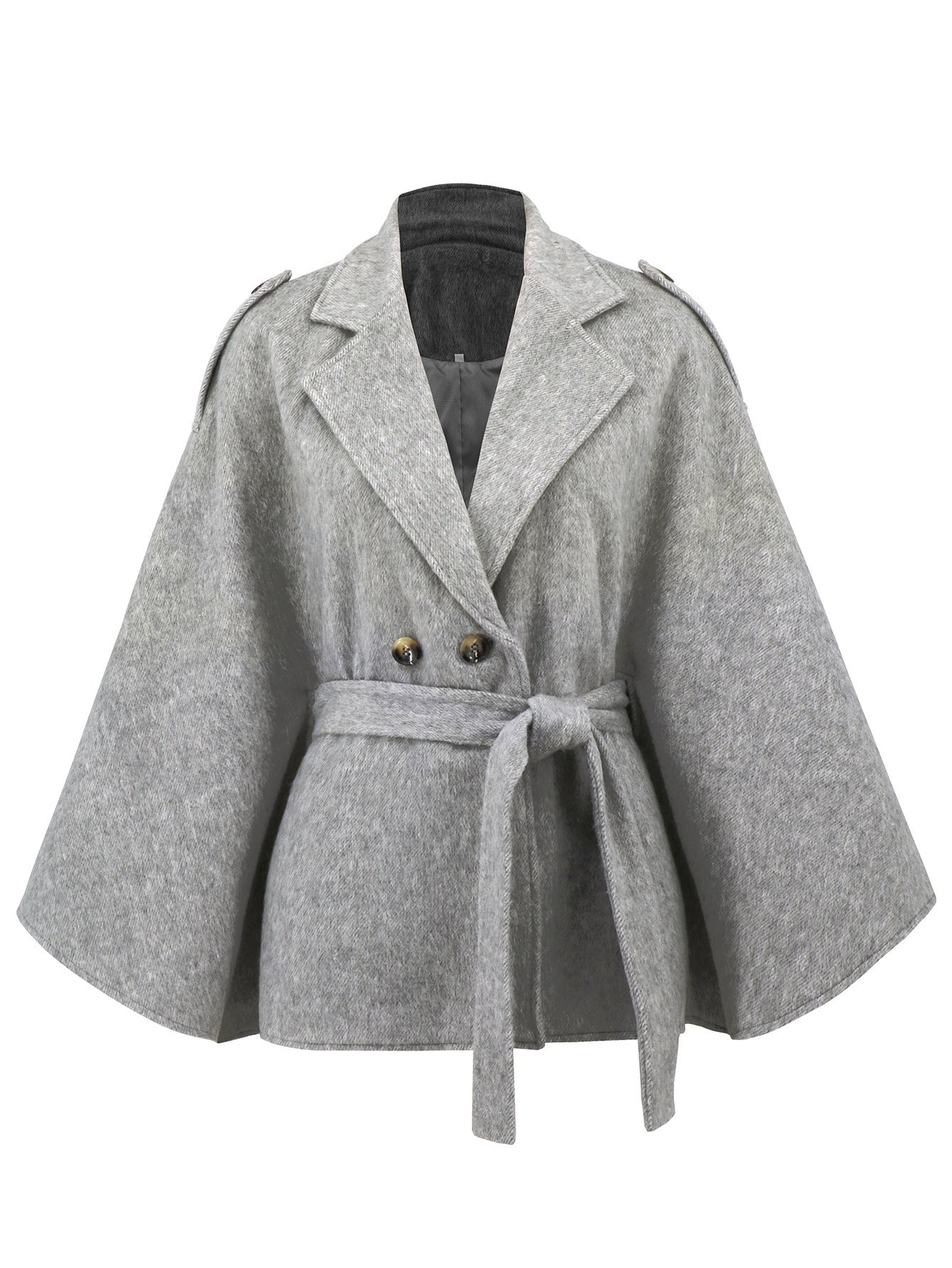Batwing Sleeve Lapel Woolen Coat