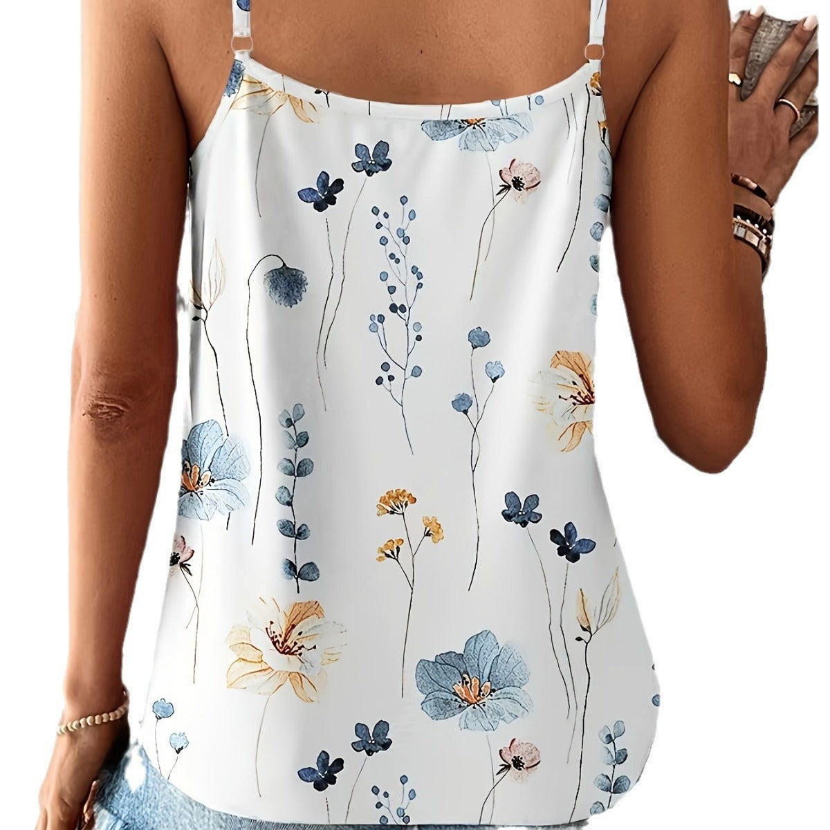 Printed Lace V-neck Pullover Strap