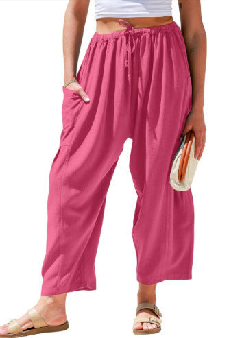 High Waist Cotton Wide Pants