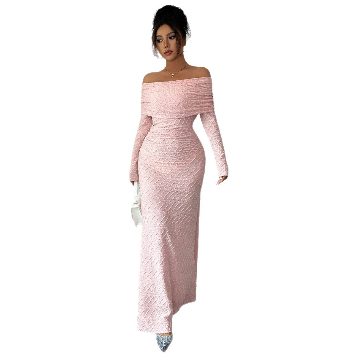 Elegant Simple Off-shoulder Long Sleeve Dress