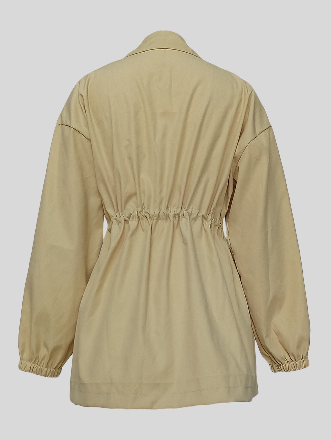 Drawstring Waist Mid-length Trench Coat