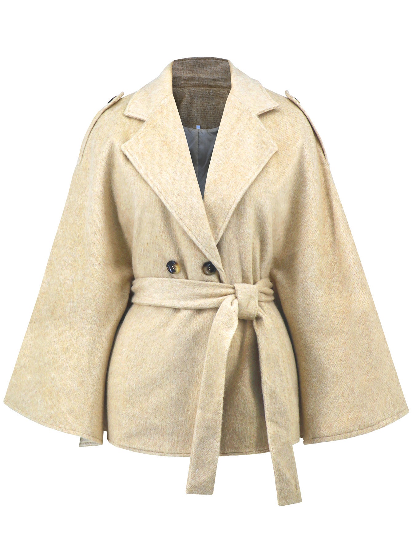 Batwing Sleeve Lapel Woolen Coat