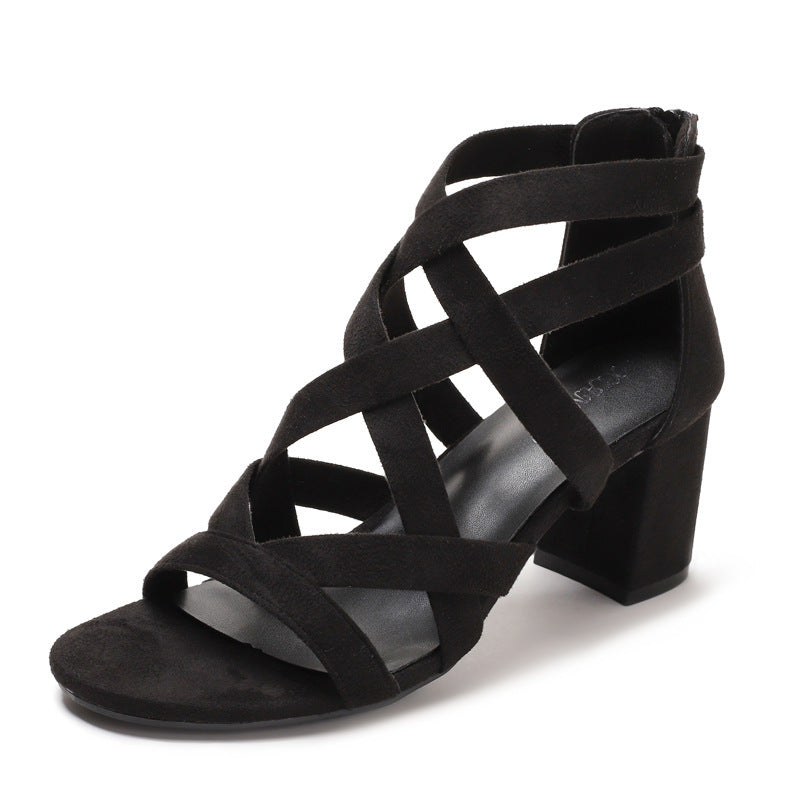 Chunky Rhinestone Rome Classy High Heels