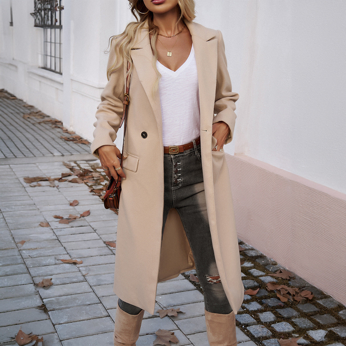 Lady Temperament Turn-down Collar Coat