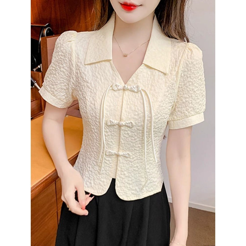 Retro Short Sleeve Chiffon Shirt