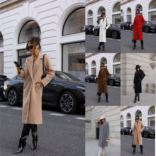 Long Sleeve Mid-length Woolen Coat