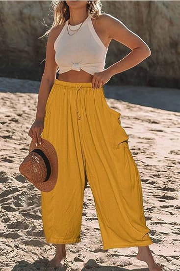 High Waist Cotton Wide Pants