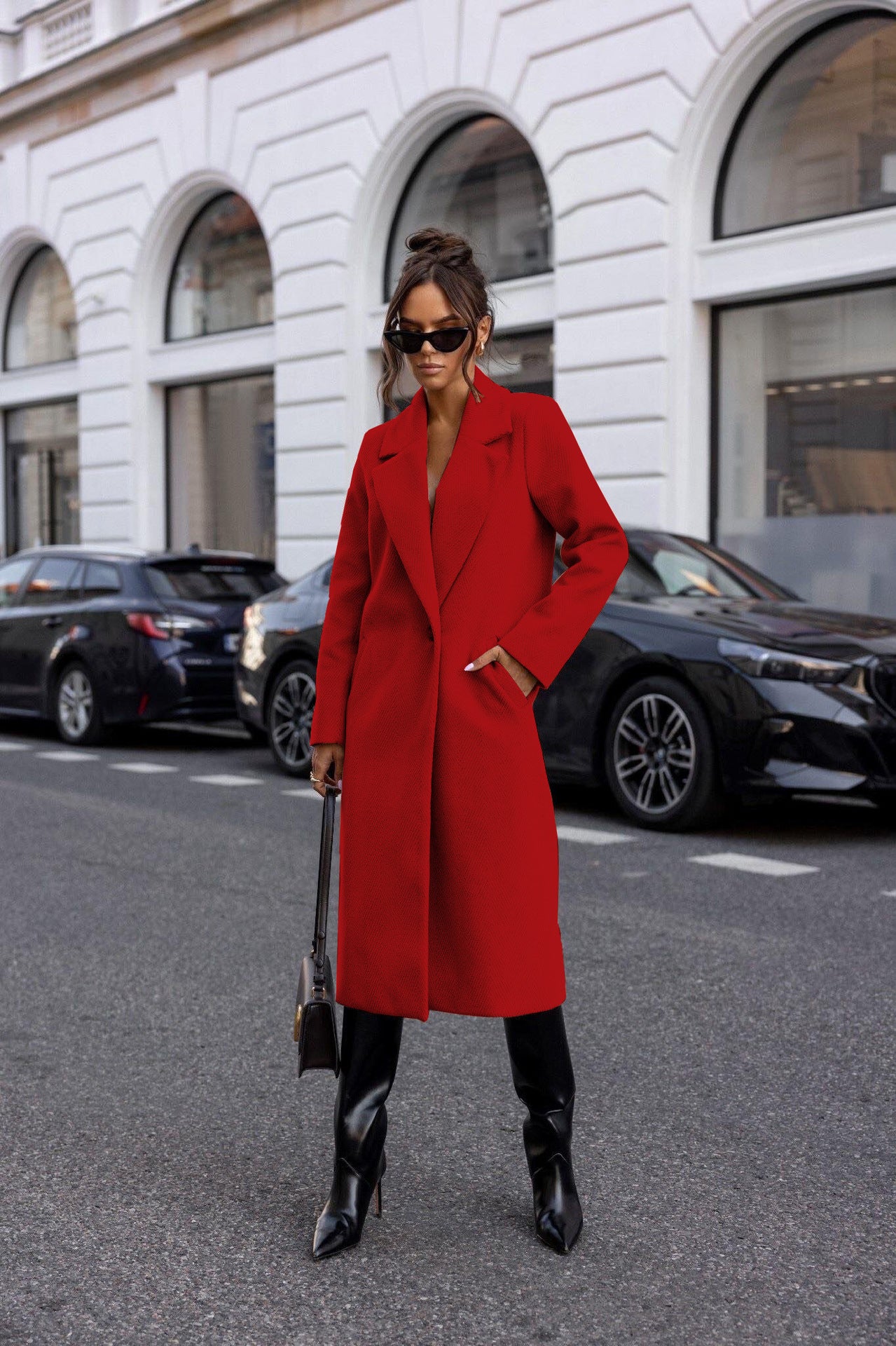 Long Sleeve Mid-length Woolen Coat