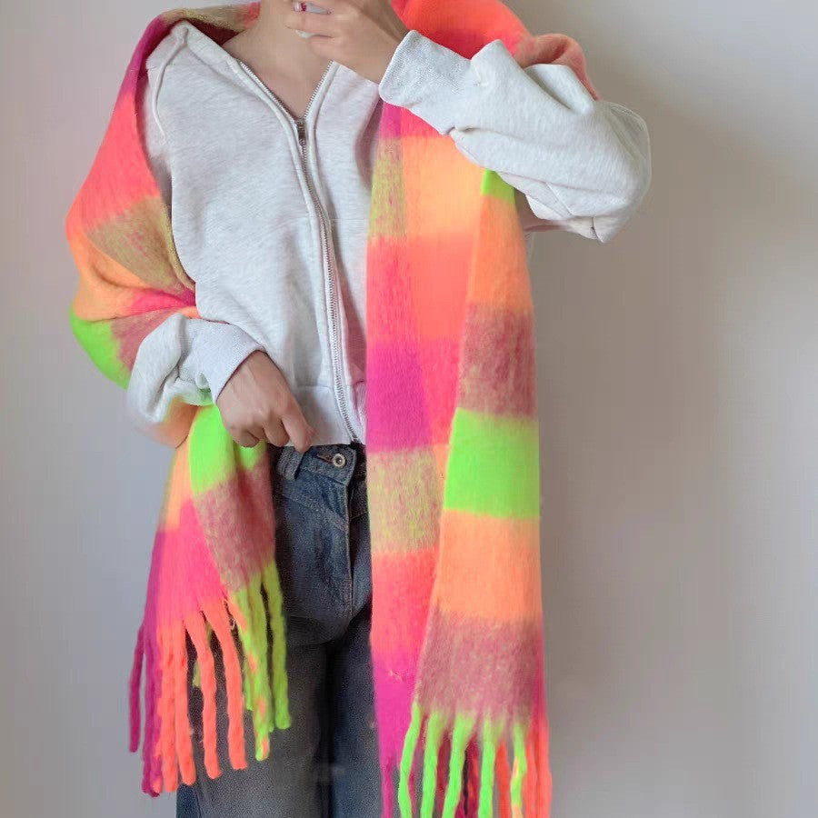 Dopamine Street Product Plaid Scarf Color Thickened