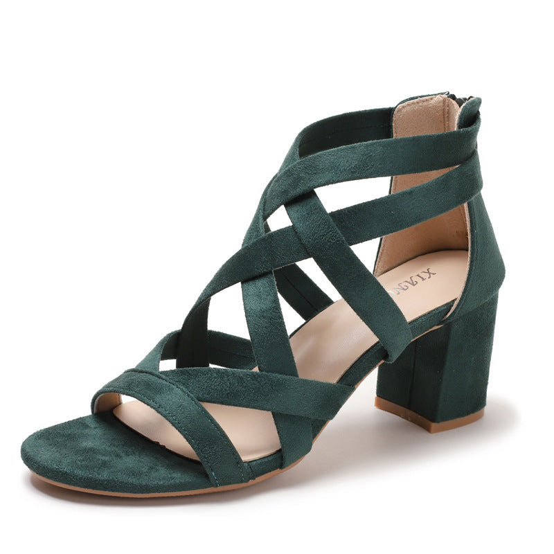 Chunky Rhinestone Rome Classy High Heels