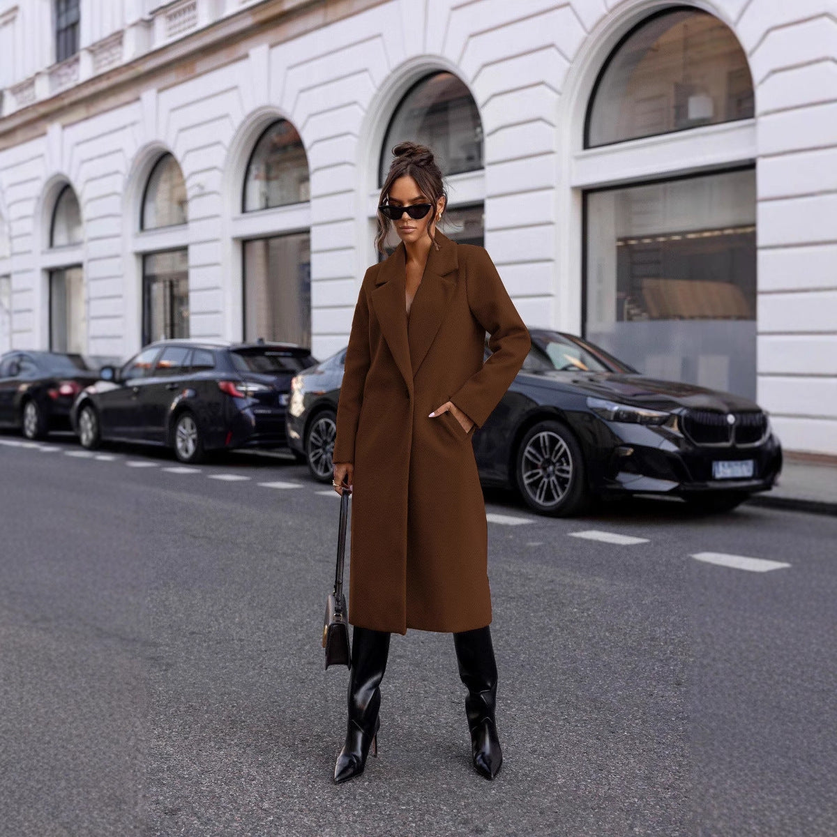 Long Sleeve Mid-length Woolen Coat