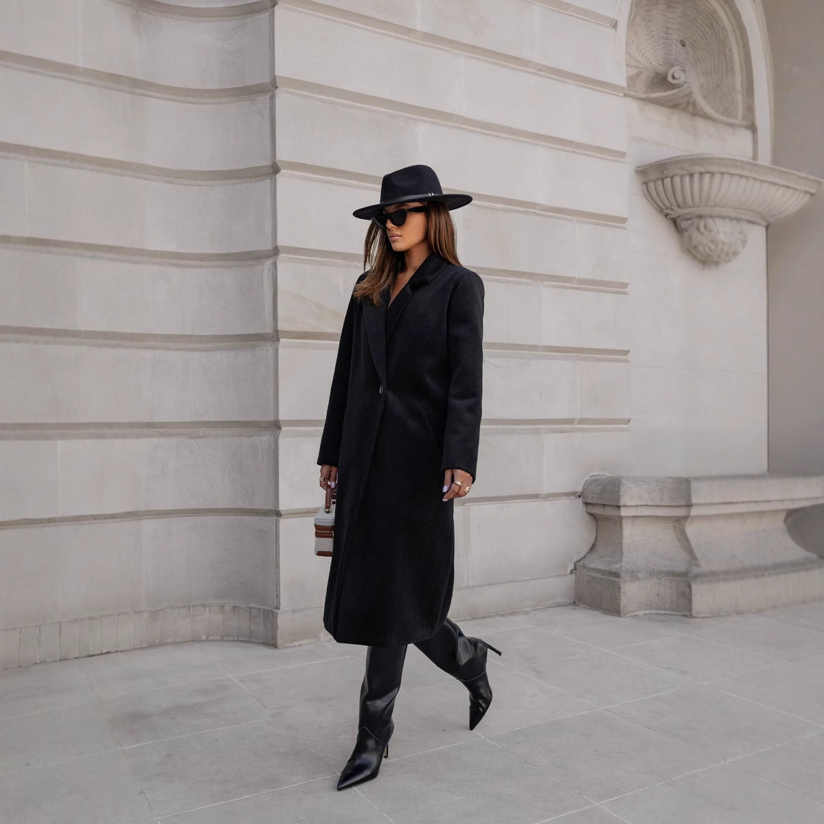 Long Sleeve Mid-length Woolen Coat