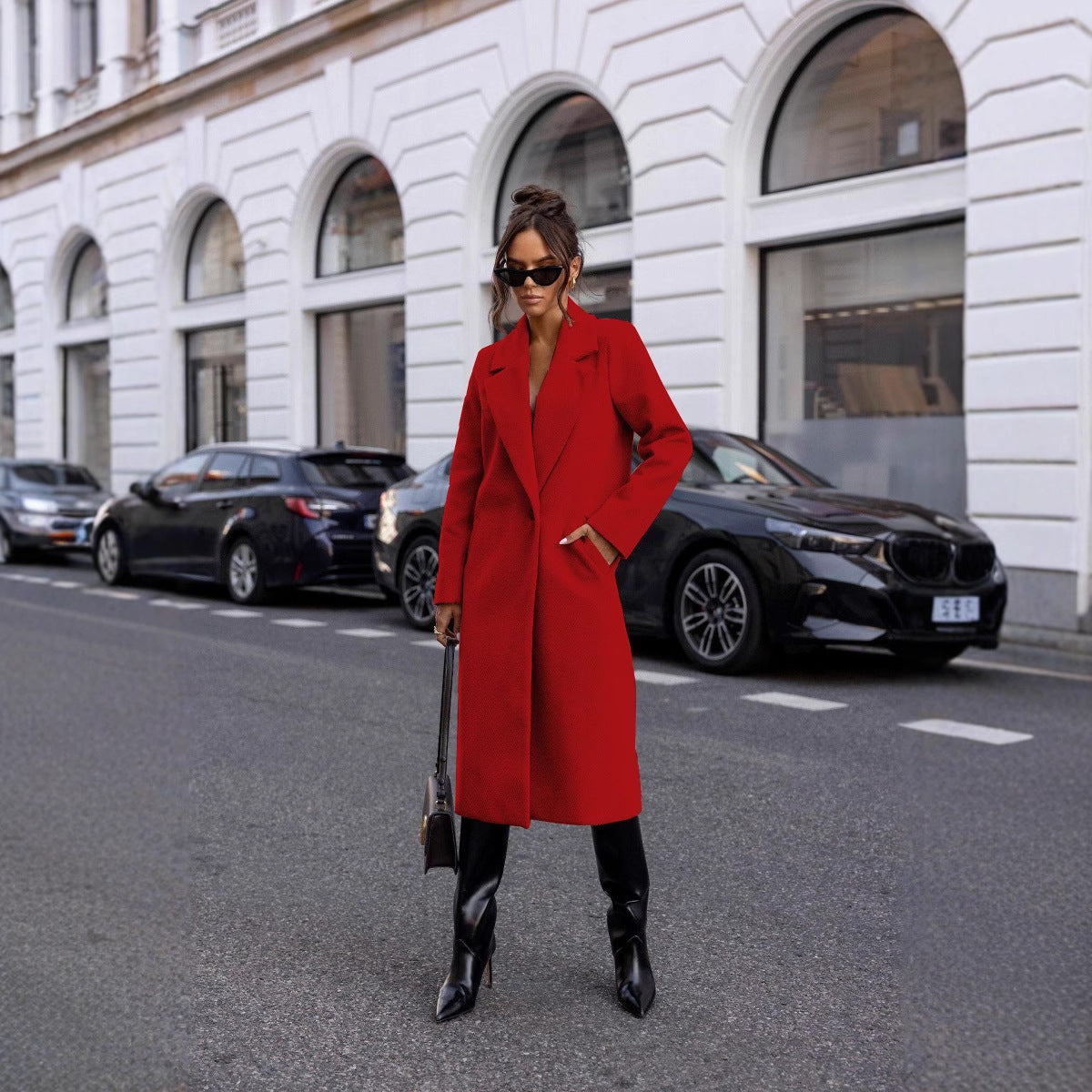 Long Sleeve Mid-length Woolen Coat