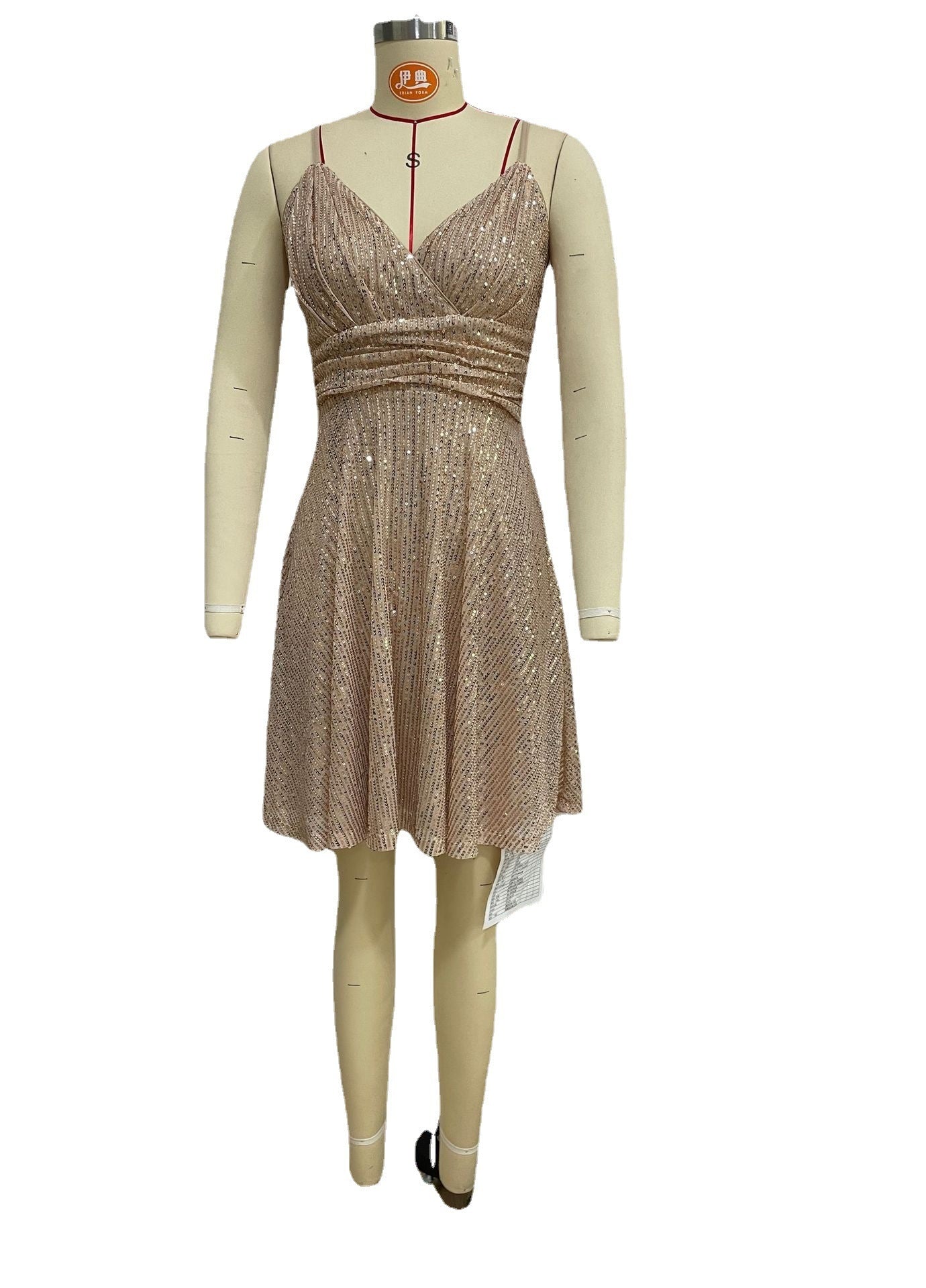 Gorgeous Sequined Pleated Cross Strap Dress