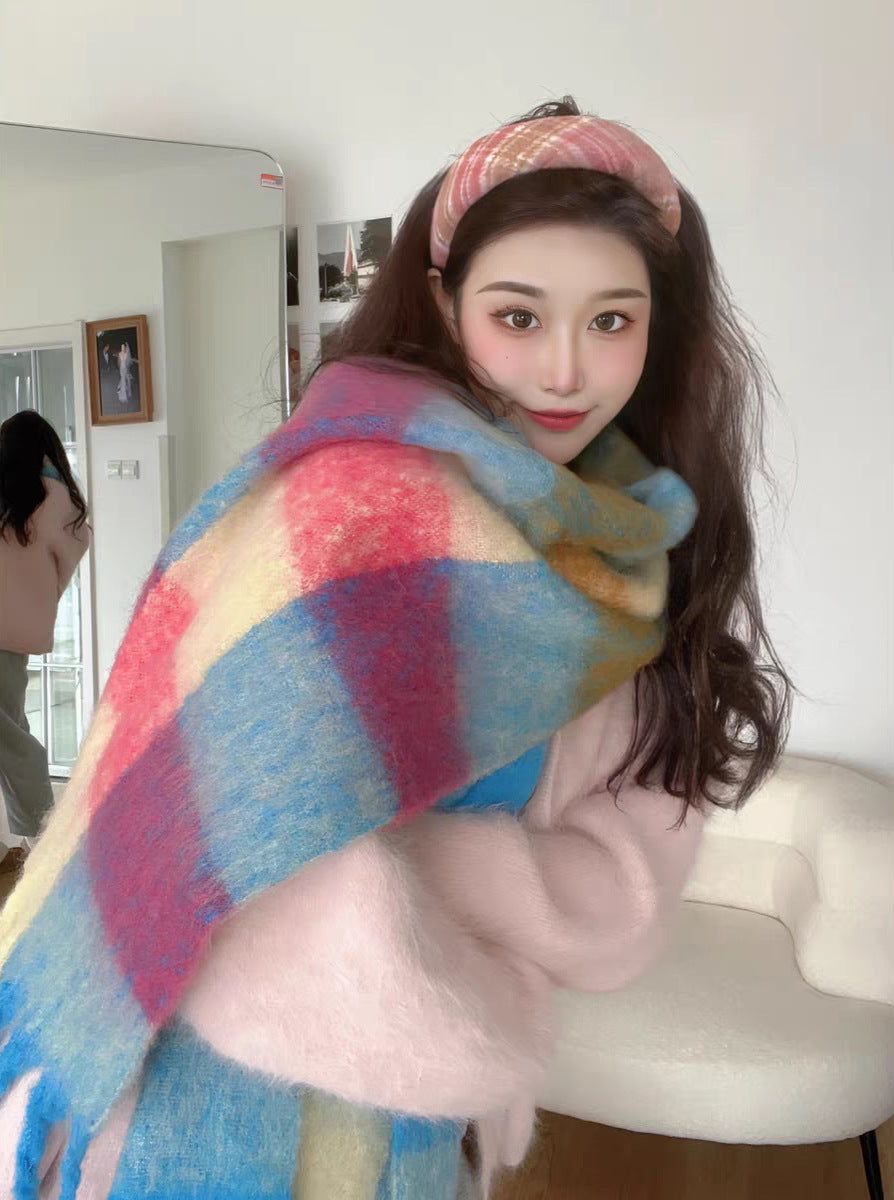 Dopamine Street Product Plaid Scarf Color Thickened