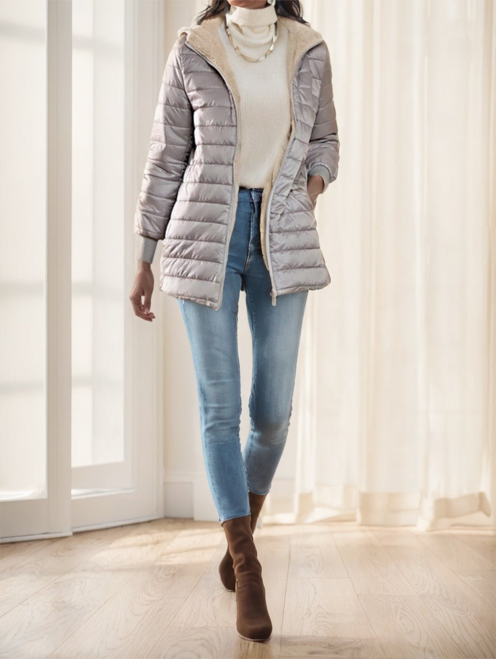 Versatile Fleece Hooded Padded Coat