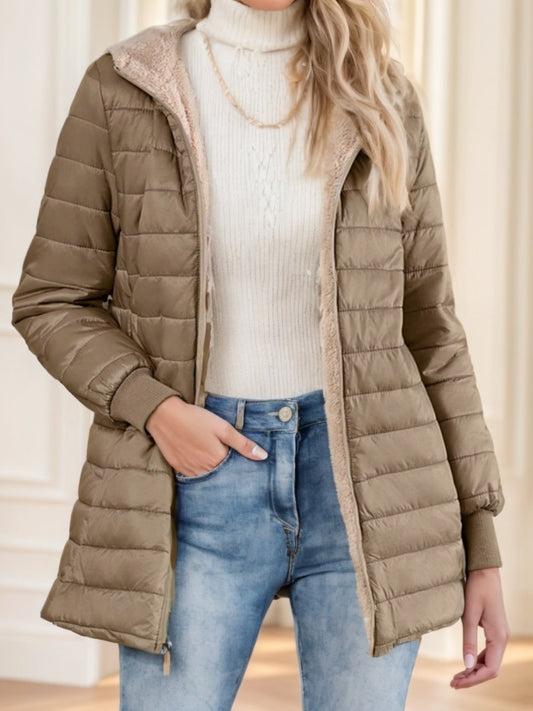 Versatile Fleece Hooded Padded Coat