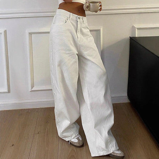 Vintage-style Off-white Casual Pants