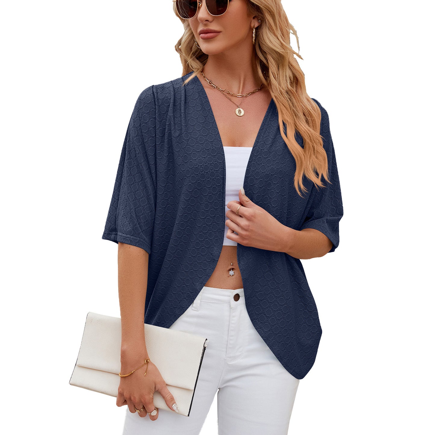 Half Sleeves Knitted Cardigan Coat