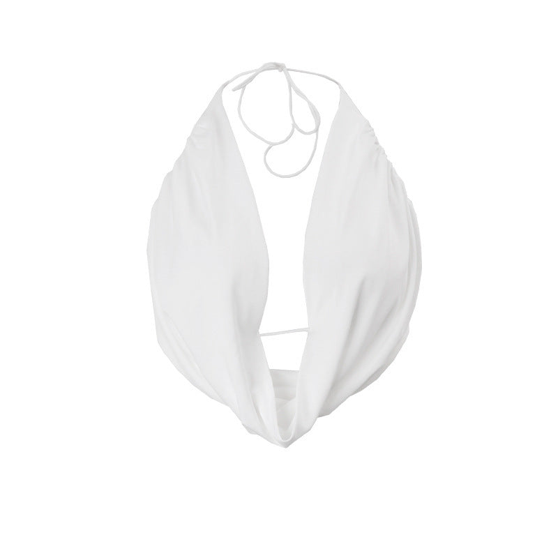 Halter-neck Backless Solid Top