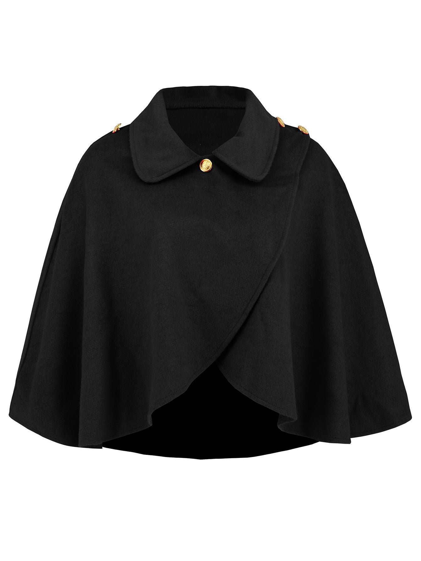 Solid Color Wool Cape Coat