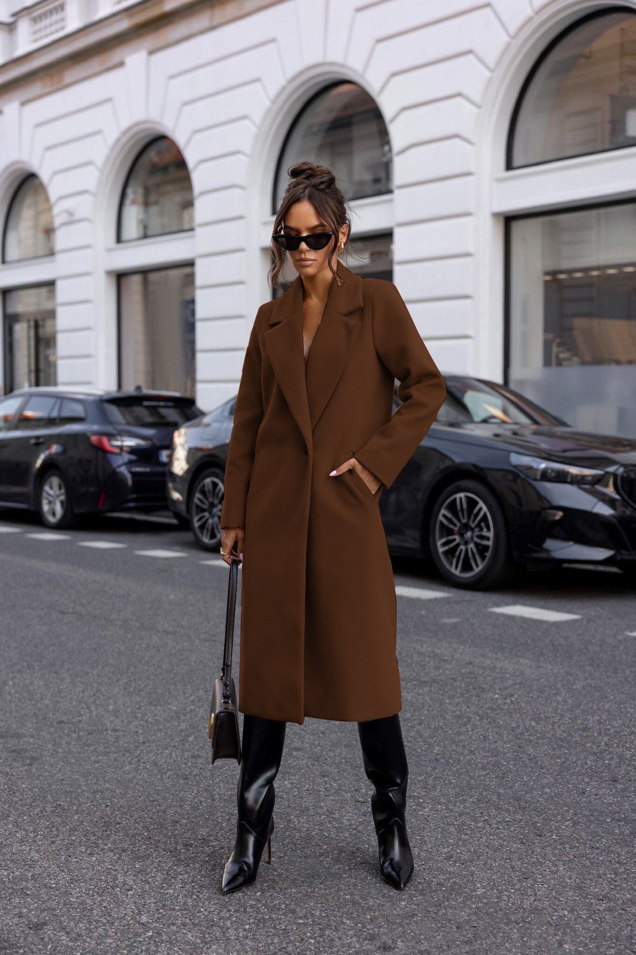 Long Sleeve Mid-length Woolen Coat
