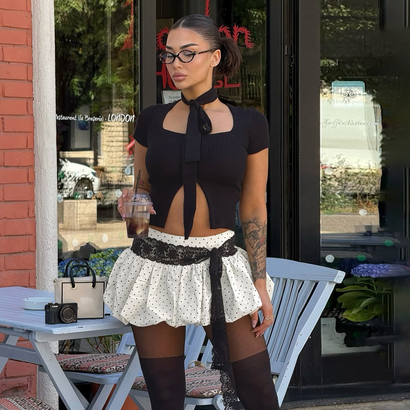 Polka Dot Lace A-Line Skirt