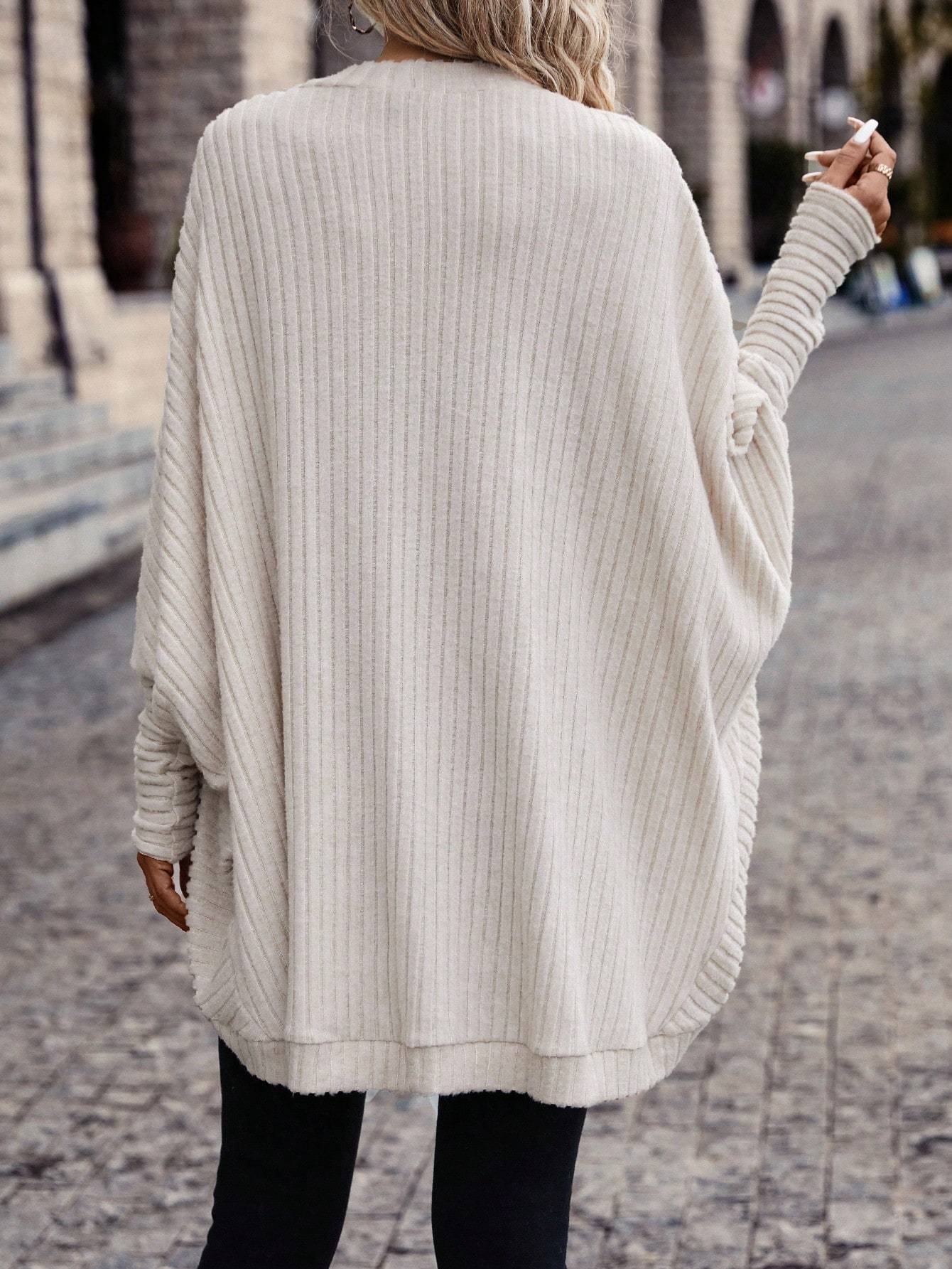 Batwing Sleeve Open Front Casual Cardigan-styled Jacket