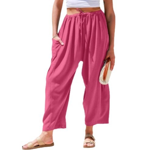 High Waist Cotton Wide Pants