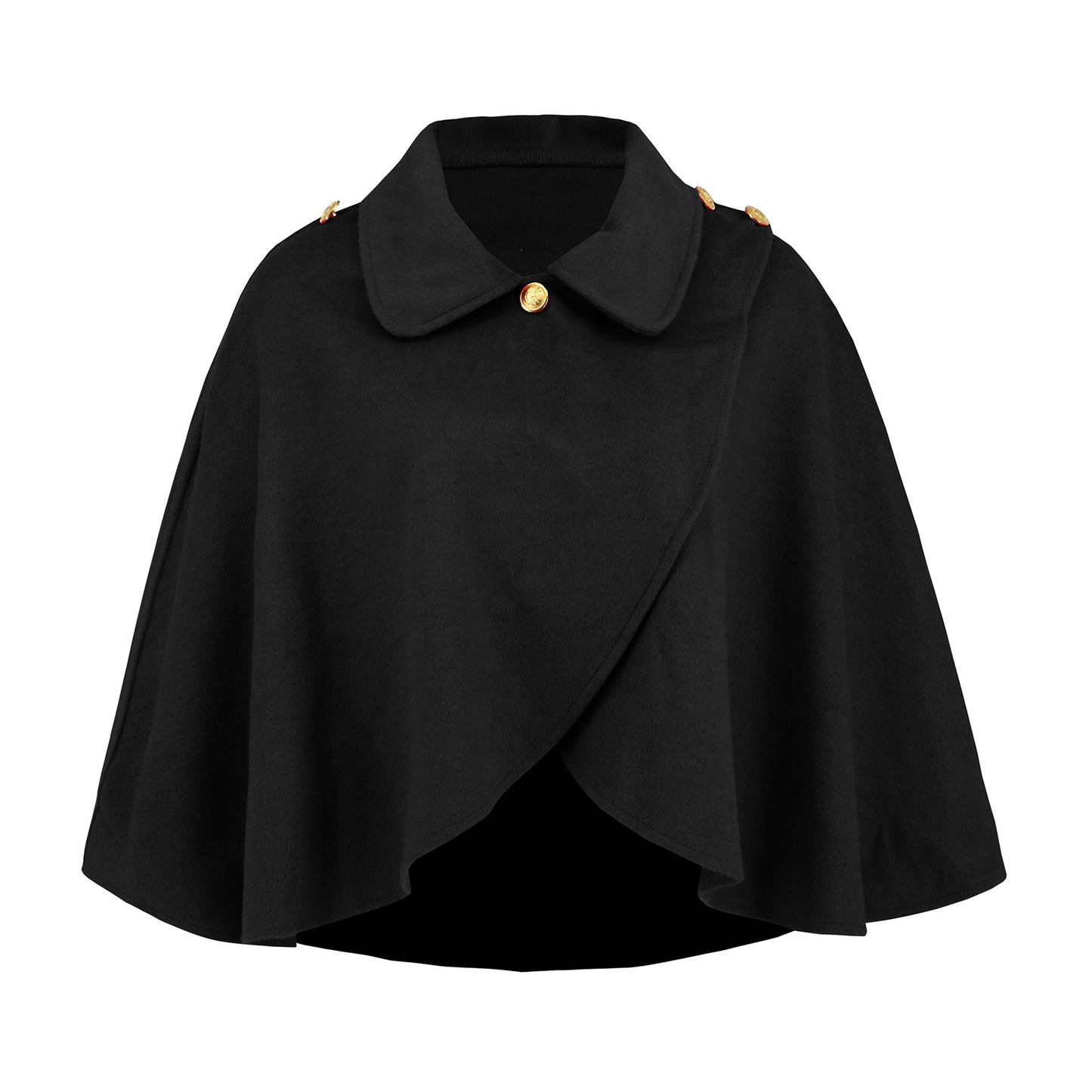 Solid Color Wool Cape Coat