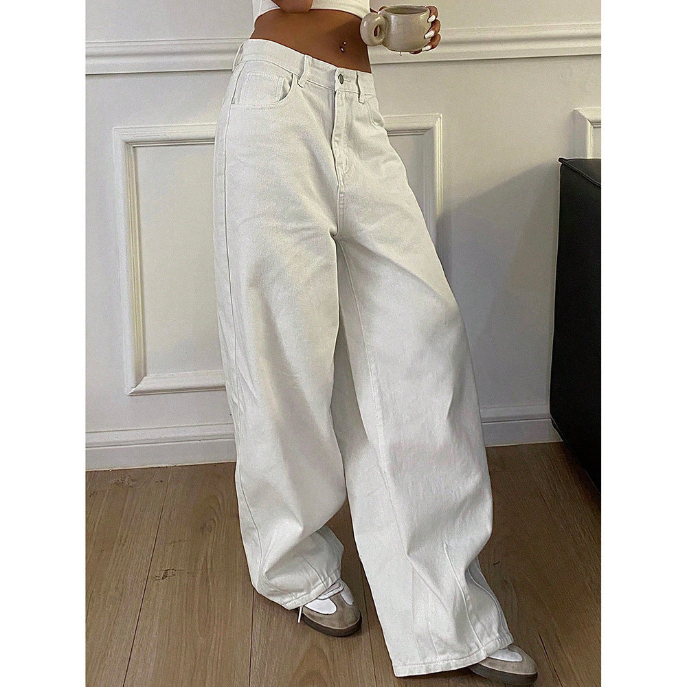 Vintage-style Off-white Casual Pants