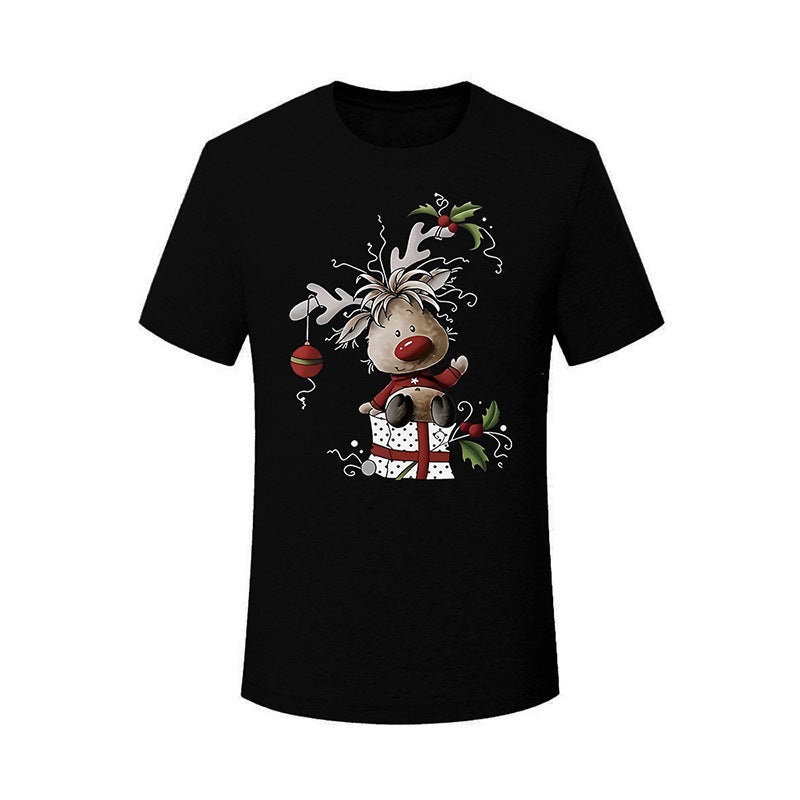 Christmas Cartoon Pattern Printed Plus Size T-shirt