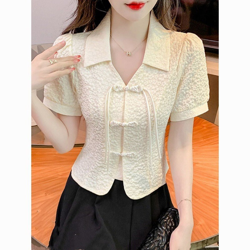 Retro Short Sleeve Chiffon Shirt