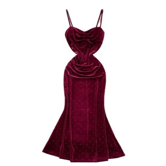 Sexy Socialite Pleated Waist Tight Suspender Dress