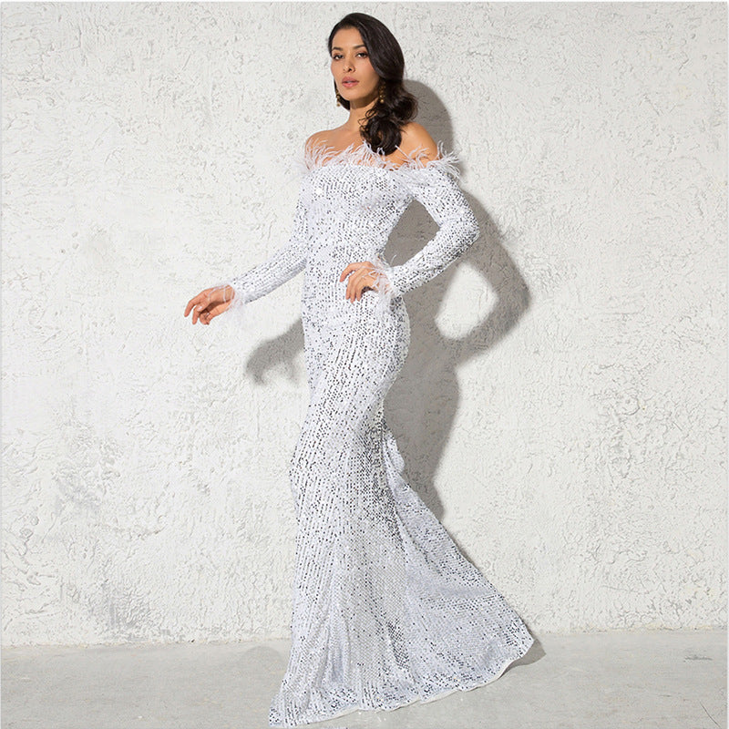 Off-shoulder Fishtail Party Formal Dress